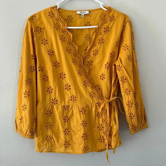 Madewell Scalloped Eyelet Wrap Top - Picture 2 of 5